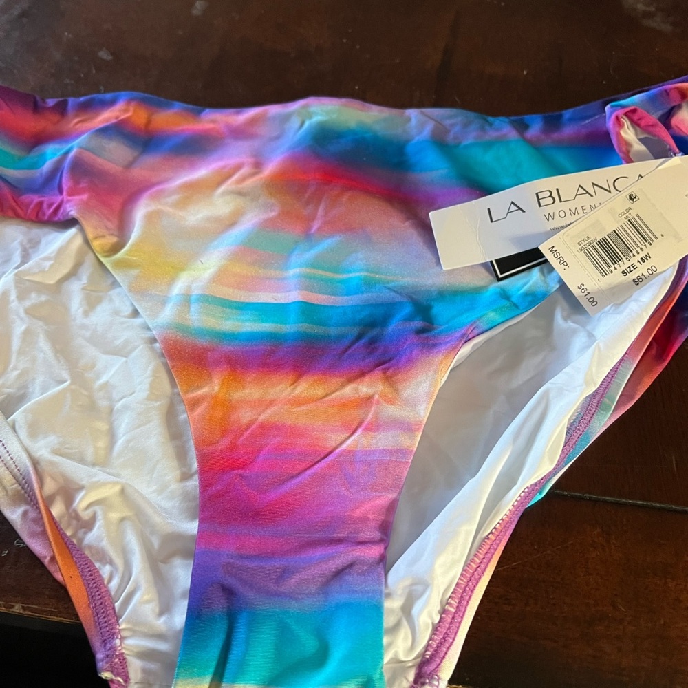 La Blanca Teal Purple Pink Tie-Dye Swim Bottom